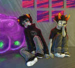  2012 alternia blush bromance clouds fullres half_ghost hive karkat's_hive karkat_vantas ketchup_and_mustard night recuperacoon sitting sollux_captor starter_outfit syblatortue wonk 