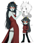  2024 ? alternate_hair art_dump blush cosplay fashion formal fullres headshot no_glasses profile r_ch07 resident_evil seeing_terezi solo starter_outfit terezi_pyrope text walking_cane 