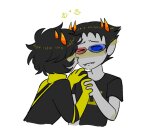 2024 ancest bees blush broconwhore captors dancestors fullres heart holding_hands honey_mustard kiss mituna_captor no_hat redrom shipping sollux_captor starter_outfit