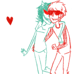  arm_around_shoulder coolkids dave_strider heart janksy limited_palette lineart redrom shipping terezi_pyrope 