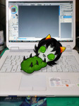  2013 blush computer diabetes fullres grubs image_manipulation nepeta_leijon no_hat q-dormir solo 