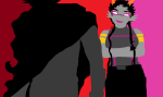  2024 arms_crossed body_modification candy_timeline dancestors dream_ghost fullres hamsterdads head_out_of_frame homestuck:_beyond_canon jaggy_lines karkat_vantas little_miss_condescension_suit meenah_peixes punished_outfit silhouette 