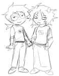  2026 blackoutbruh blush freckles fullres grayscale holding_hands jade_harley karkat_vantas kats_and_dogs monochrome redrom rule63 shipping sketch starter_outfit 