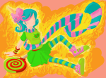  2012 candy food fullres jaggy_lines newworldpunk roxy_lalonde silhouette sitting solo spiral_sucker trickster_mode 