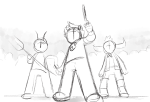 2016 dancestors dream_ghost fullres gold_pointy_jam grayscale karkat_vantas meenah_peixes paperseverywhere pirate_pupa_pan sickle sketch starter_outfit tavros_nitram