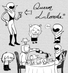 2025 alcohol cake cocktail_glass crossover dad deltarune fedora fullres grayscale hat mom name_is_less pastiche redrom rum_cake shipping sprite_mode text 