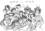 2019 alternians aradia_megido beta_kids blush cat_hat dave_strider equius_zahhak eridan_ampora eyepatch feferi_peixes fullres gamzee_makara grayscale hug jade_harley john_egbert kanaya_maryam karkat_vantas manicpeixesdreamgirl monochrome nepeta_leijon rose_lalonde sketch smiling_karkat sollux_captor starter_outfit sweat tavros_nitram terezi_pyrope towel vriska_serket