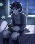 2017 bed clouds fullres hiveswap joey_claire night sitting solo stars starter_outfit wcender