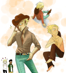 blush broken_source cowboy_hat dirk_strider heart jake_english no_shirt roxy_lalonde ukiiukii