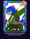 card cat_hat crossover equius_zahhak kneeling land_of_little_cubes_and_tea lying marvel marvel_snap native_source nepeta_leijon starter_outfit text