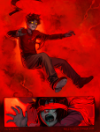  2018 blindfold blood crying h4ll3luj4h headshot impalement karkat_vantas panel_redraw sickle starter_outfit terezi_pyrope 