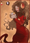   aradia_megido godtier jellyflavoured limited_palette maid skulls sollux_captor solo time_aspect word_balloon 