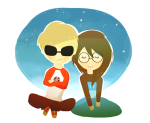  dave_strider dress_of_eclectica jade_harley kneeling lawey red_baseball_tee redrom shipping sitting spacetime stars 