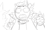  2016 dream_ghost eridan_ampora fullres grayscale multiple_personas paperseverywhere sketch solo starter_outfit wizard_hat 