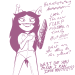  ... 2017 aradia_megido artificial_limb book fullres fusion jaggy_lines lineart low_angle monochrome solo steelcorridor text vriska_serket 