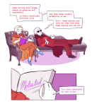  2026 ambassadorquark dave_strider fullres godtier image_manipulation knight light_aspect rose_lalonde seer siblings:daverose sitting text time_aspect word_balloon 