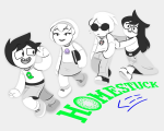  2018 ananxiousraccoon beta_kids book dave_strider fullres grayscale highlight_color jade_harley john_egbert rose_lalonde starter_outfit sweat text the_word_homestuck transparent 
