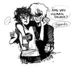  arm_around_shoulder dave_strider grayscale jewelry karkat_vantas red_knight_district shipping word_balloon 