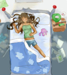  bed high_angle jade_harley kid_symbol myaverageartblog no_glasses pajamas sleeping solo squiddles word_balloon 