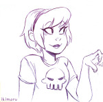 2017 blush fullres ikimaru monochrome pen rose_lalonde sketch solo starter_outfit