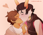 2017 body_modification freckles fullres heart heiresses_sans_parent hiveswap holding_hands joey_claire kiss redrom shipping starter_outfit trizza_tethis wcender