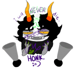  2011 :o) animated arms_crossed blood cupcakekyo doc_scratch emoticon fullres gamzee_makara rubber_horn scars sitting sober_gamzee starter_outfit text 