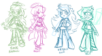  crossover gainax jade_harley limited_palette lineart panty_and_stocking rose_lalonde scourge_sisters starexorcist terezi_pyrope vriska_serket 