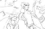  darkhakao dirk_strider grayscale jake_english lineart lusus no_glasses starter_outfit tinkerbull wip 