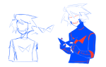  2026 art_dump blackoutbruh fullres highlight_color humanized lil_hal lineart monochrome robot sketch solo 
