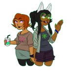  beverage dogtier fashion holding_hands jade_harley knightlystride redrom roxy_lalonde shipping transparent witches_brew 