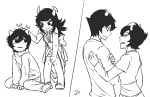  2014 bloody_maryam bromance dancestors fullres grayscale highlight_color jaggy_lines kanaya_maryam kankri_vantas karkat_vantas kneeling lunaticjin maryams porrim_maryam starter_outfit sufferage text vantases 