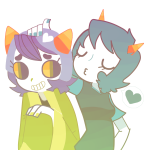 broken_source heart nepeta_leijon no_glasses no_hat redrom scratch_and_sniff shipping terezi_pyrope 