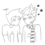 2024 andysapplepies blackrom blush eridan_ampora fullres grayscale john_egbert lineart monochrome sharknado shipping spade starter_outfit sweat text the_finger