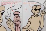 ... 2025 bro comic dave_strider fullres latehypocrite red_baseball_tee sitting smoking starter_outfit text