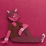 body_modification dancestors dream_ghost meenah_peixes monochrome papercraft plaidcushion sitting solo 
