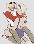  2025 barefoot blush casual dave_strider dersecest fullres incest lipstick_stains no_glasses red_baseball_tee redrom rose_lalonde shipping sitinmychestcavity sitting starter_outfit sweat 