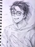  2021 ant_yummy breath_aspect godtier grayscale heir john_egbert monochrome pencil sketch solo 