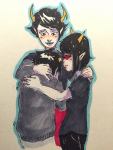  2016 back_angle blush fullres hug kanaya_maryam karkat_vantas ny-sirenita starter_outfit terezi_pyrope 