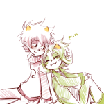  2012 back_to_back fullres ikimaru karkat_vantas katnep limited_palette nepeta_leijon no_hat shipping sitting sketch smiling_karkat starter_outfit text 