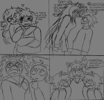 2025 ashenrom blackrom blush clubs comic diamond dogtier emoticon fullres grayscale heart jade_harley karkat_vantas kats_and_dogs lineart monochrome multiple_personas palerom redrom self_loathing shipping sketch skyzahhak spade text thought_balloon