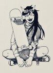 2019 casual dancestors dream_ghost fashion fullres grayscale latula_pyrope no_glasses sickarknife sitting skateboard solo 