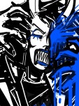 2025 blood eyesquick fullres grayscale highlight_color karkar1987 lineart no_glasses solo vriska_serket