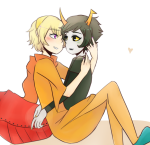  2014 blush fullres godtier heart hug kanaya_maryam light_aspect rainbow_drinker redrom rolling-mozaik rose_lalonde rosemary seer shipping sitting starter_outfit 