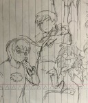 2025 dave_strider food fullres glasses_added grayscale gun jade_harley monochrome no_glasses pencil rose_lalonde ruldem siblings:daverose sketch starter_outfit 