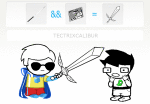 2019 alchemy dave_strider fashion fullres godtier jaggy_lines john_egbert knight problem_sleuth_(adventure) radicaldude42 sprite_mode starter_outfit sword tectrixcalibur text time_aspect unbreakable_katana