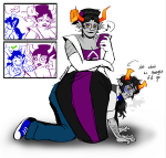  ... 2026 alcohol arm_around_shoulder beverage blackrom blush body_hair body_modification cocktail_glass comic dubcon facial_hair fullres greasergeist hiveswap kneeling luxora_greggs music_note phone profile scars ship_name_needed shipping sitting stars starter_outfit sweat text theme_coloring word_balloon zebruh_codakk 