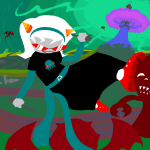  fusion grimdark image_manipulation imp land_of_thought_and_flow pixel rose_lalonde source_needed sourcing_attempted terezi_pyrope trees underlings 