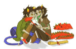  cat_hat deadling dragon_cape dragonhead_cane licking nepeta_leijon redrom scratch_and_sniff shipping terezi_pyrope 