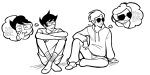  2026 blush casual dave_strider fullres grayscale hammertime john_egbert monochrome myriadserased redrom shipping sitting text thought_balloon 