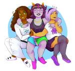  arm_around_shoulder feferi_peixes freckles guns_and_roses holding_hands horrorcuties jade_harley multishipping redrom rose_lalonde shipping squiddle_sisters thoughts-and-bubbles 